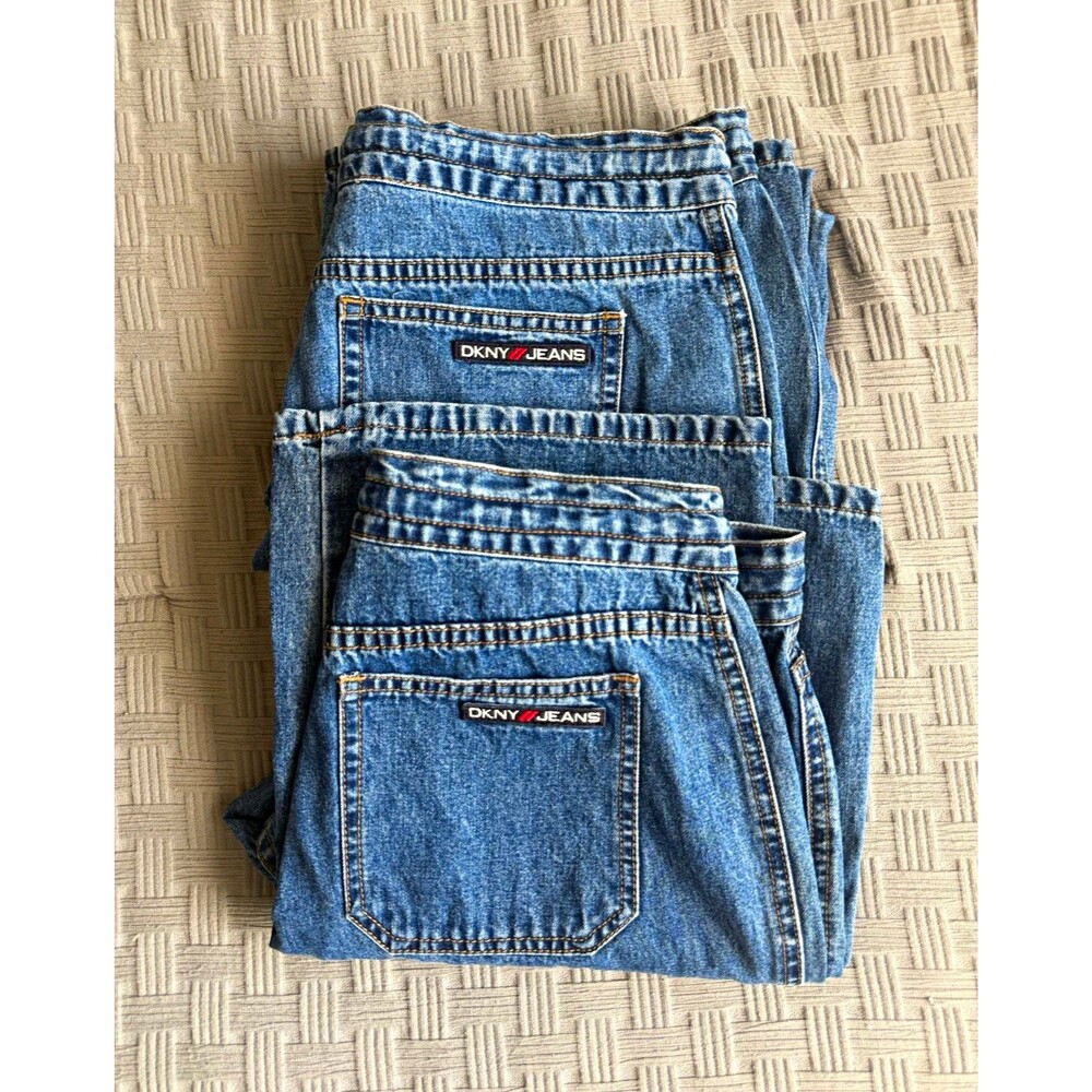 Lot of 2 Vintage DKNY Jeans Blue Denim Pants Size Large 100% Cotton
